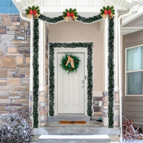 50 FT 15M Long Dark White Artificial Christmas Tinsel Garland Decorations DIY for Xmas Tree (4 Foot)