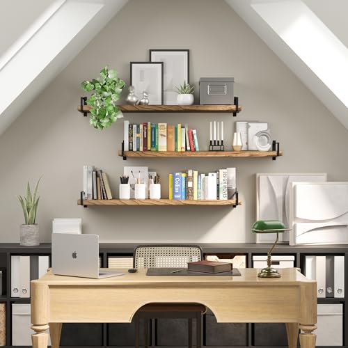 Toledo 48 inch Floating Shelf with Heavy Duty Bookend Brackets