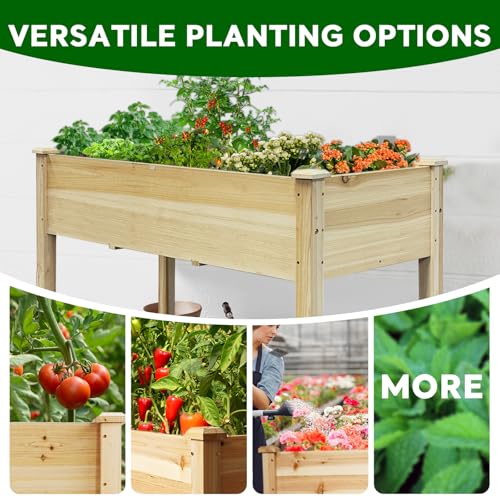 BSP Raised Garden Bed with Legs Outdoor Elevated Planter Box Flower Bed Wood Planter for Vegetable Herb Upgraded Solid Structure Growing Box Suitable for Backyard Patio and Balcony