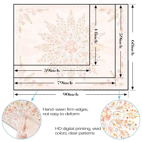 Floral Mandala Tapestry Boho Tapestry for Bedroom Orange Tapestries Wall Hanging Living Room Wall Art and Home Decor 60x80