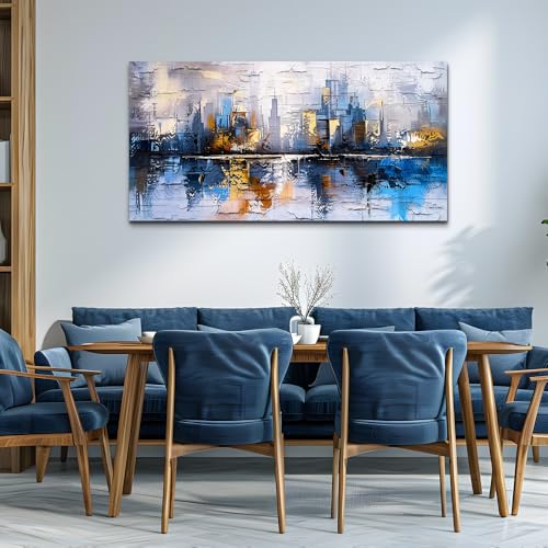 Abstract Canvas Wall Art Painting Yellow Blue Mural Abstract Wall Decoration Bedroom Office Urban Print Painting Graffiti Art For Wall Decor Bathroom Living Room Home Decoration 20x40 In