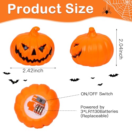 6 Pack Halloween Pumpkin Flameless Candles Battery Operated LED Tealight Candles for Home Room Decorations (6 Count)