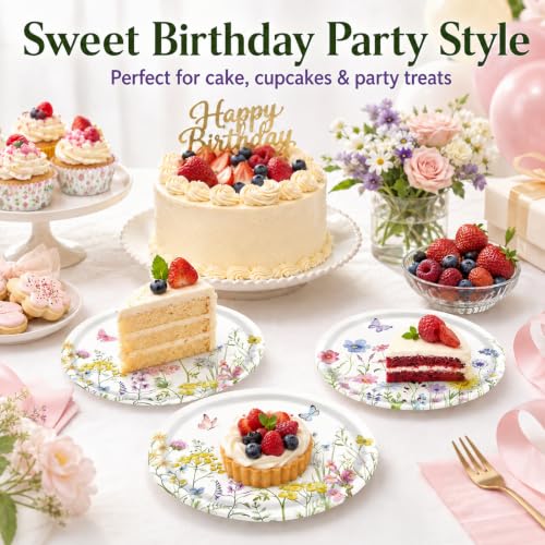 48 Pcs Wildflower Paper Plates (48 Count)