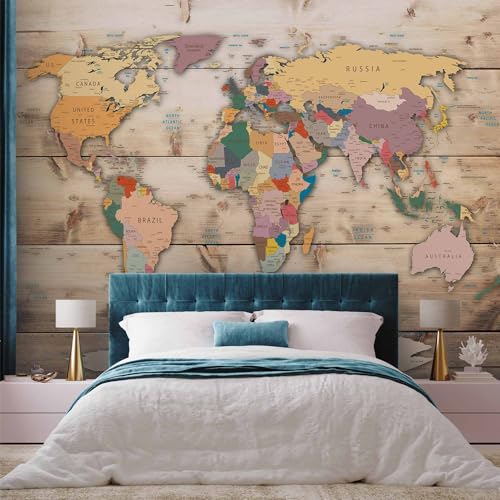Wall Mural World Map 77x55 in (29.49 Sq Ft)