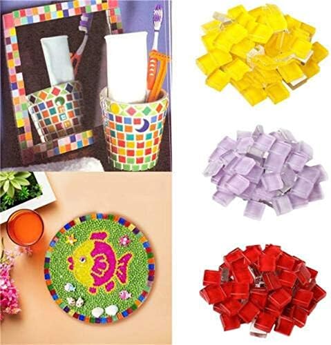 BestTeam Craft Material Mosaic Tile, Micro Glass Tiny Mini Mosaic Tile DIY Hobbies Children Handmade Crystal Free Stone Craft Material Creativity 300g (Red)