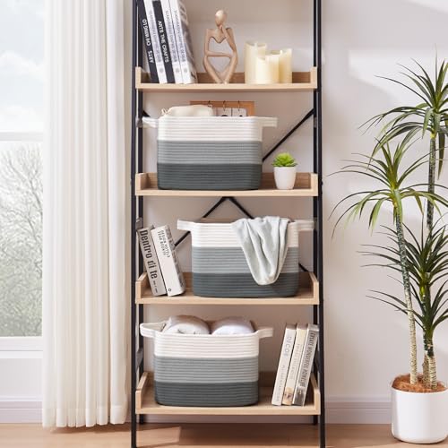 Cotton Rope Storage Baskets for Organizing Dark Gray 3