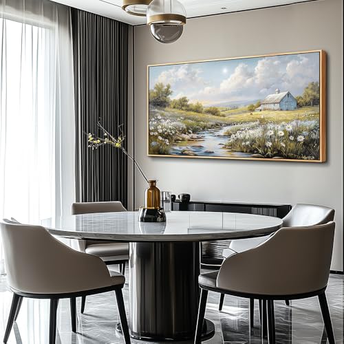 Wall Art For Living Room Large Canvas Wall Decor For Bedroom Flower Watercolour Painting Office Decoration Countryside Scenery Mural Artwork Ready To Hang Home Decor 24x48 In Wood Framed