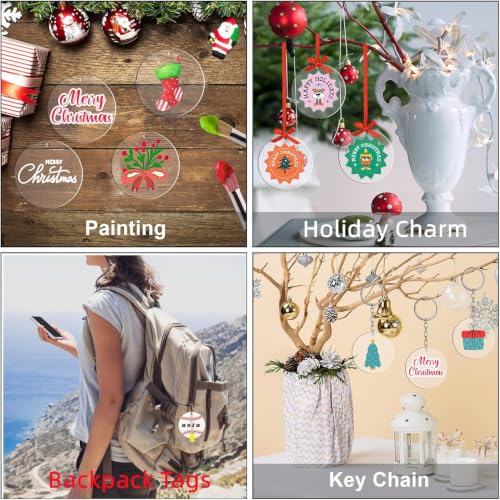 Round Acrylic Keychain Blanks 2 Inch Circle Blanks with Hole (100 Count)