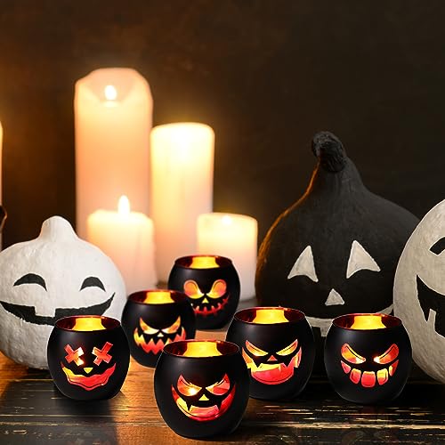 Black Halloween Table Centerpieces Candle Holders 6PCS (6 Count)