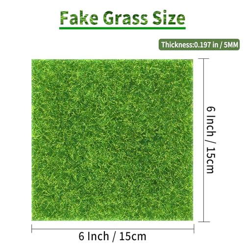 4 Pcs 6 X 6 Inch Fake Grass Decor for Crafts (4 Count)