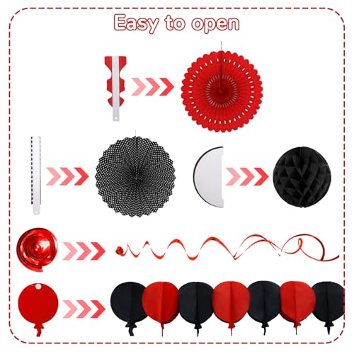 Black Red Party Decorations (24 Count)