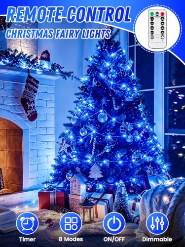 2 Pack 100 LED Fairy Lights Battery Operated with Remote Timer
