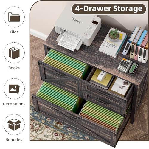 Lateral File Cabinet with 4 Drawers for Home Office