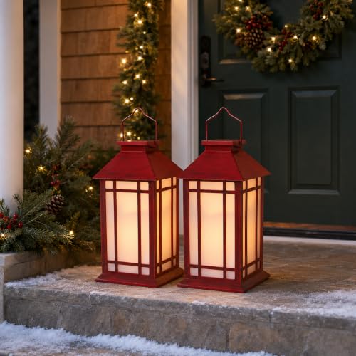 13 Inch Outdoor Decorative Lanterns with LED Candle Timer