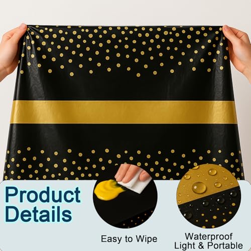 6Pcs Black and Gold Graduation Tablecloth