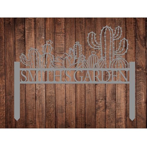 Personalized Cactus Metal Garden Sign