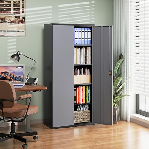 Metal Garage Storage Cabinets with Lock Door and Adjustable Shelves
