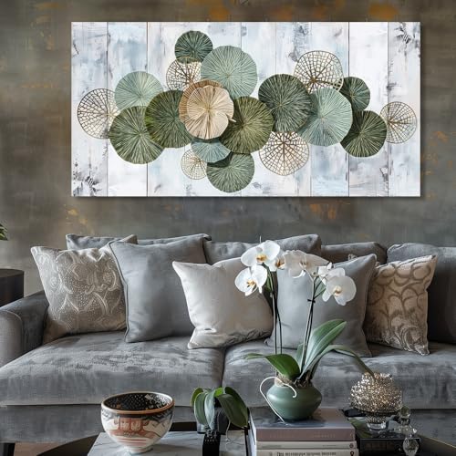 Wall Art Simple Wall Decor Green Canvas Painting Abstract Wall Art for Bedroom Living Room Dining Room Home Office Decor 79"x40" with Framed
