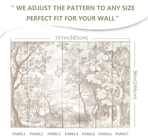 Vintage Beige Forest Woodland Mural Wallpaper