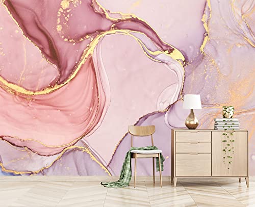 Gilding Marble Pink wall Mural Wallpaper for Bedroom 178" x 117" (144.6 Sq Ft)