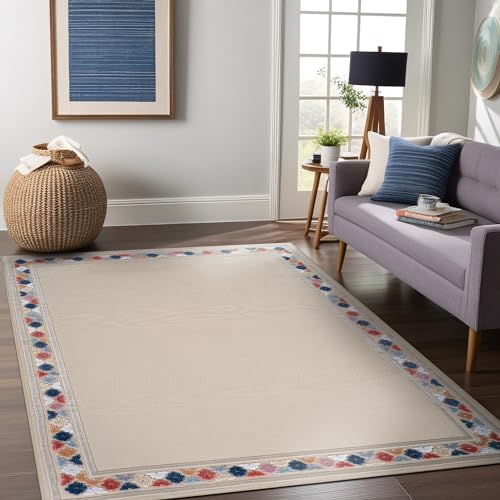 Outdoor Rug 9x12 Modern Bordered Large Area Rugs for Indoor and Outdoor Patio Easy to Clean Non Shedding Living Room Porch Garden Washable Outside Carpet