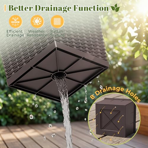 24" Front Porch Resin Rattan Tall Planters 2 Pack (2 Count)