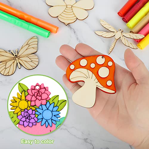 80PCS Wooden Spring Ornaments to Paint (80 Count)
