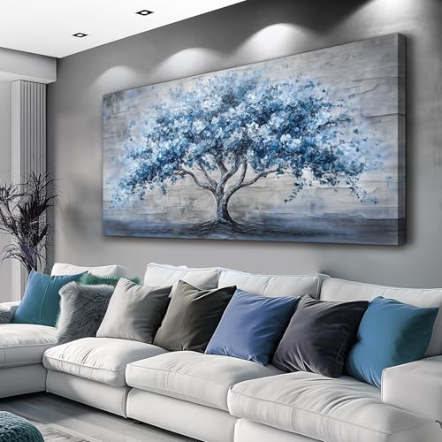 Large Canvas Wall Decor Painting Wall Art For Bedroom Living Room Decoration Abstract Blue Tree Artwork Print Picture Room For office Room Dining Room Home Decor Home Aesthetics 30x60 In
