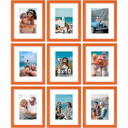 8x10 Picture Frames Set of 9 for Wall or Tabletop Display (9 Count)