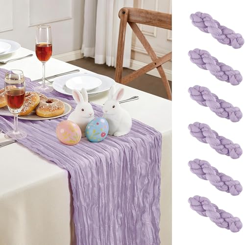 6 Pack Purple Cheesecloth Table Runner 35×120 Inch Boho Gauze Home Decor (5.28 Ounce)