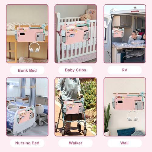 Bedside Caddy Hanging Bed Organizer Storage Bag Pocket for Bunk and Hospital Beds