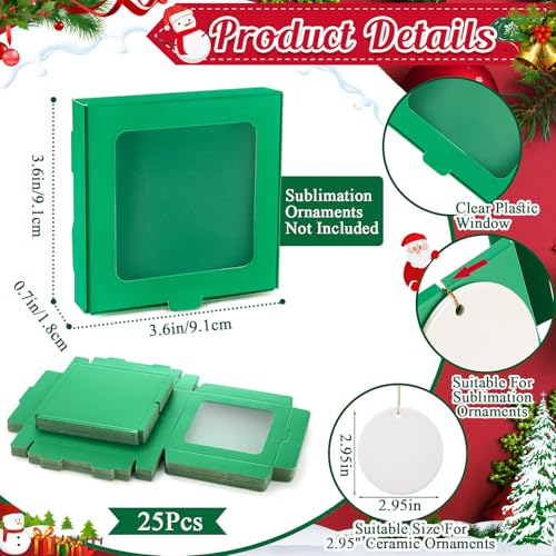 25 Pcs Christmas Sublimation Ornament Blanks Box (25 Count)
