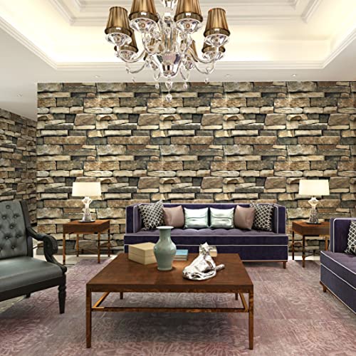 Peel and Stick Stone Brick Wallpaper (14.455 Sq Ft)