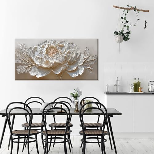 Large Canvas Wall Art Decor White Peony Flower Canvas Art Wall Decor For Living Room Modern Decor Elegant Nature Botanical Flower Canvas Prints Wall Art Decor For Bedroom Home Office Decor 24×48Inch