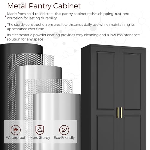 75" Metal Kitchen Pantry Cabinet