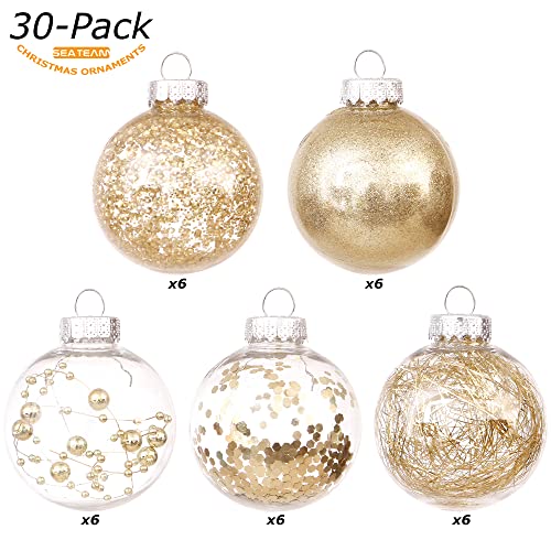 30 Pack Clear Christmas Ball Ornaments with Fillers (30 Count)