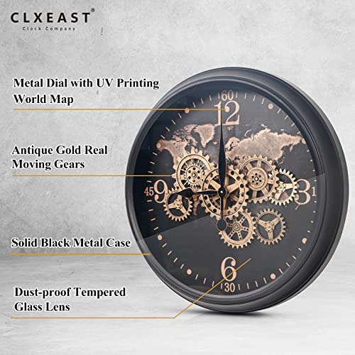 24 Inch Wall Clock with Real Moving Gears