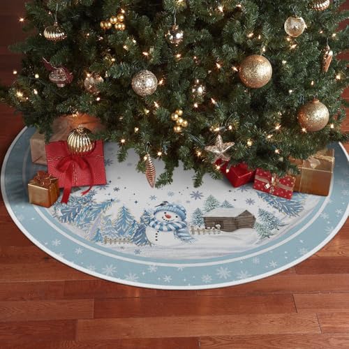 Snowflake Snowman Cardinal Christmas Tree Skirt 36 Inch
