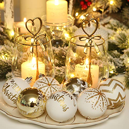 30 Pack Glitter Print Contrast Color Christmas Ball Ornaments (30 Count)