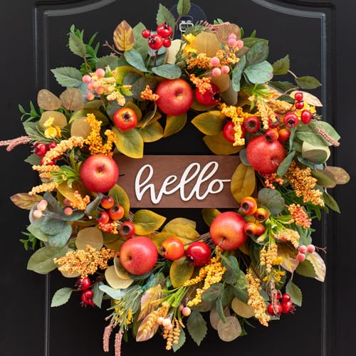 Fall Wreaths for Front Door 24 Inch Autumn Rustic Harvest Apple Wreath