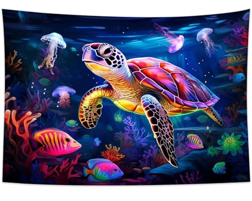 Blacklight Turtle Tapestry 60x50in