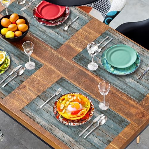 Rustic Wooden Board Print Placemats Set of 4 Vintage Wood Grain Texture Farmhouse Place Mats Washable Heat Resistant Non
