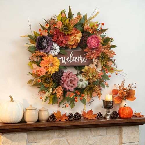 Fall Wreaths for Front Door 24 Inch Autumn Wreath Thanksgiving Door Decor