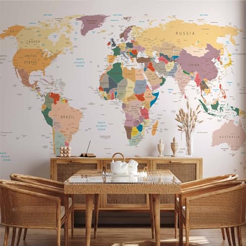 Wall Mural World Map 98x69 in (47.14 Sq Ft)