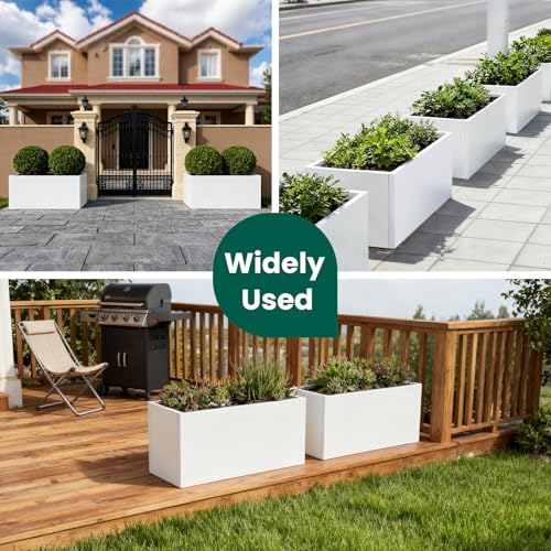 White Steel Planter 32" L x 16" W x 16" H Rectangular Planter Box