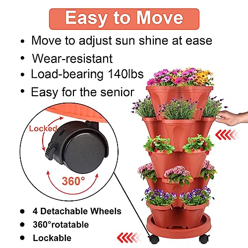 Stackable Planters 5 Tier Vertical Garden Planting Tower Planters Strawberry
