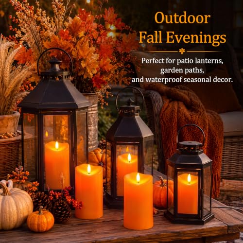 Halloween Orange Waterproof LED Candles (2 Count)