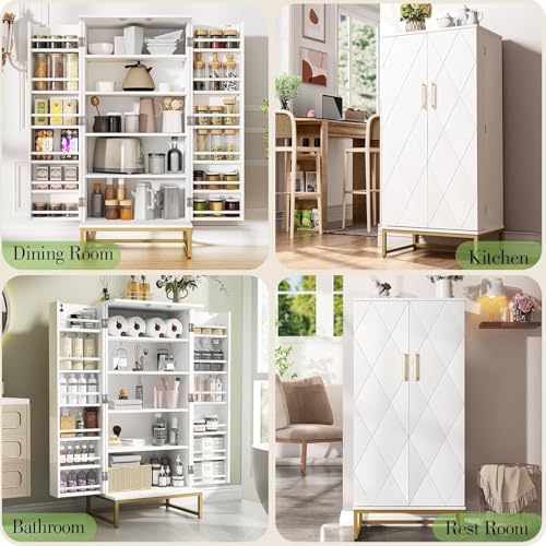 51” Kitchen Pantry Storage Cabinet with Diamond Design