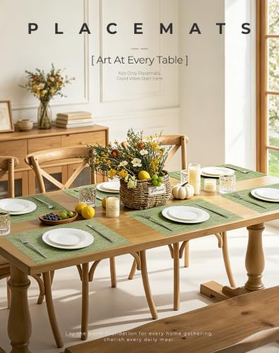 Bean Green Woven Placemats Set of 8 (8 Count)