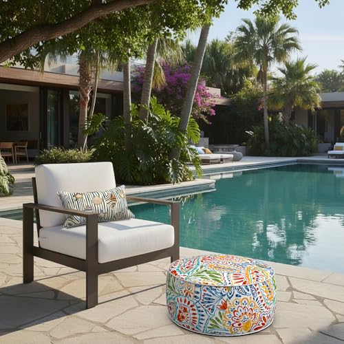 Indoor Outdoor Inflatable Ottoman with Handle D21 x H9 Inch